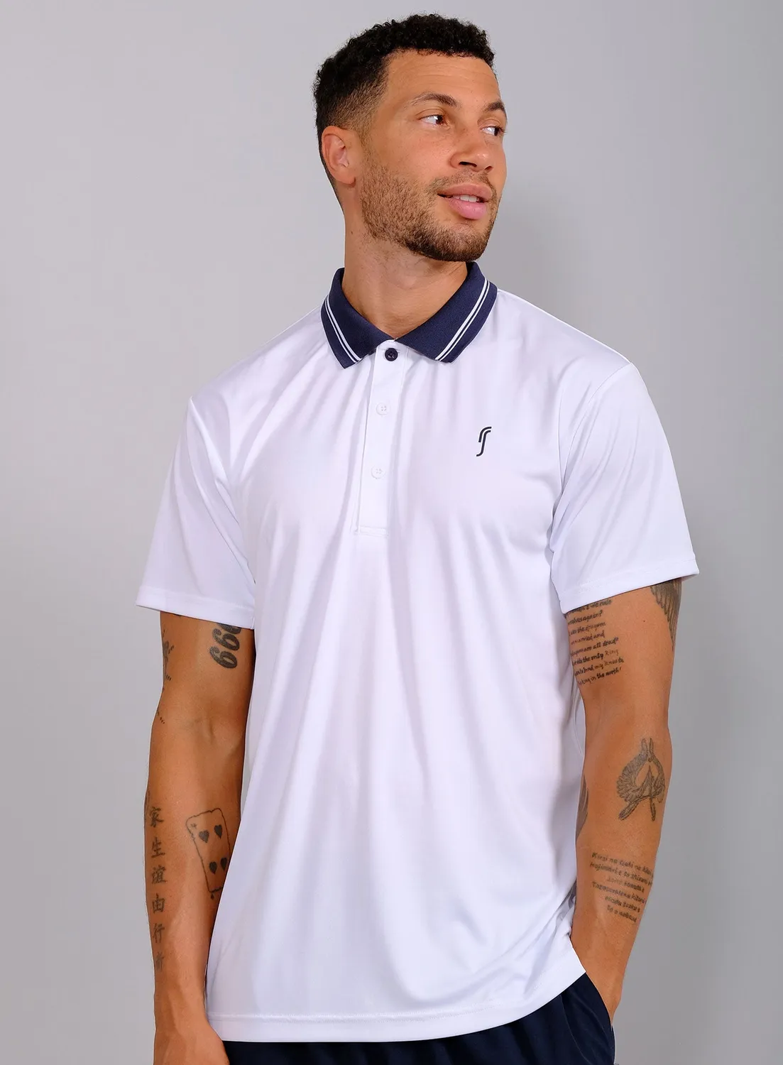 Robin Soderling Men's Performance Court Polo - Striped Collar Herren