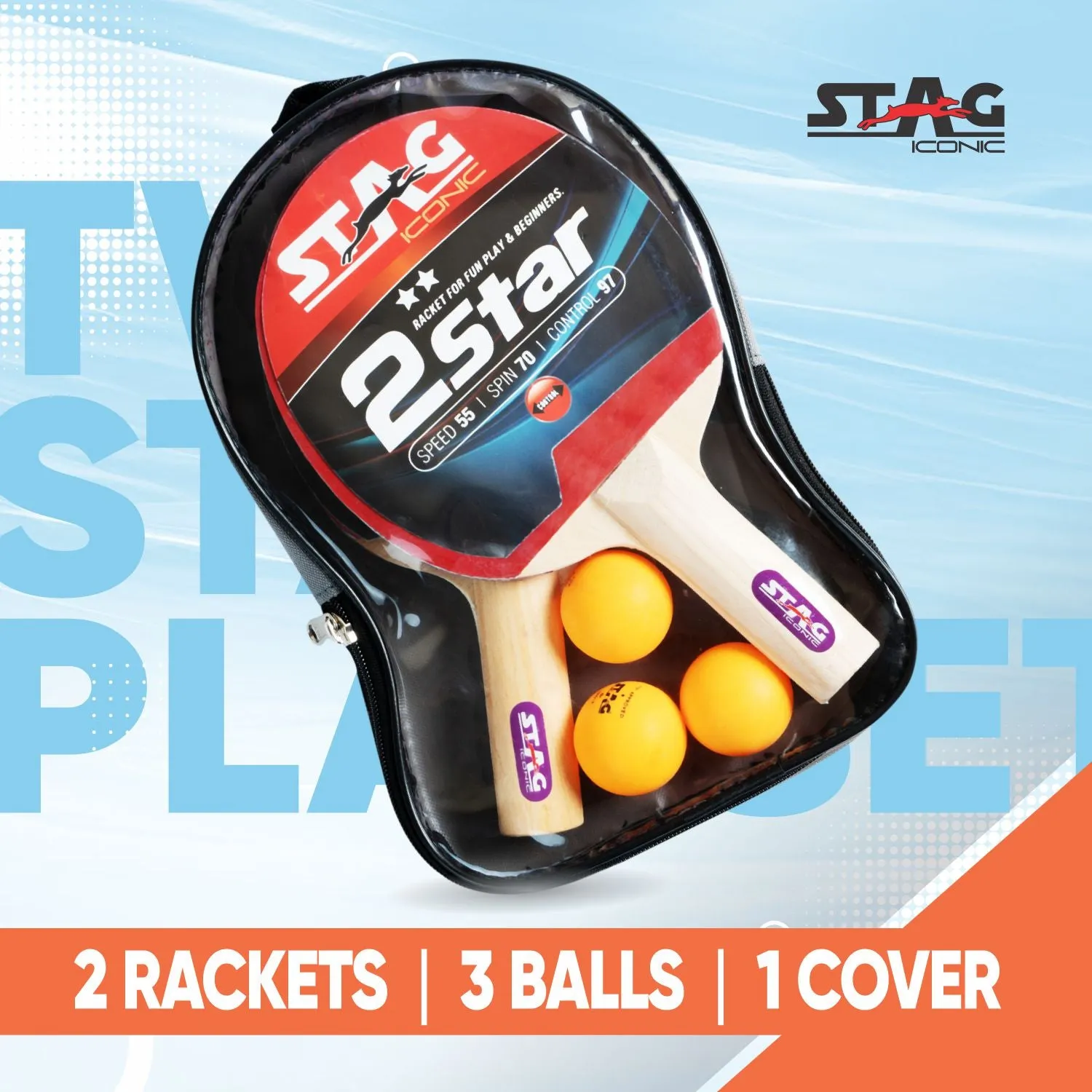 Stag Iconic 2 Star Tischtennis Set mit Schlägern und Bällen