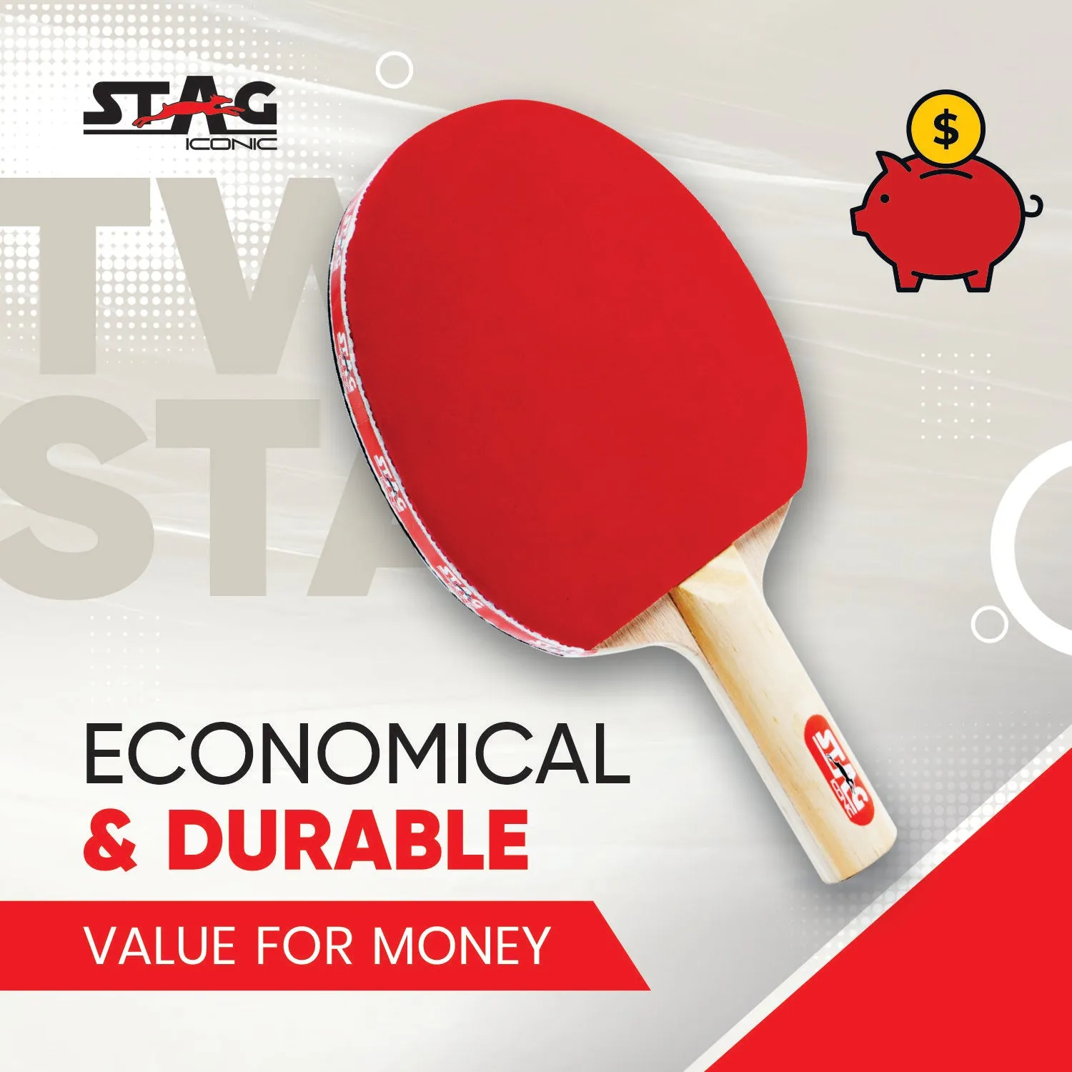 Stag Iconic 2 Star Tischtennisschläger Kontrolle