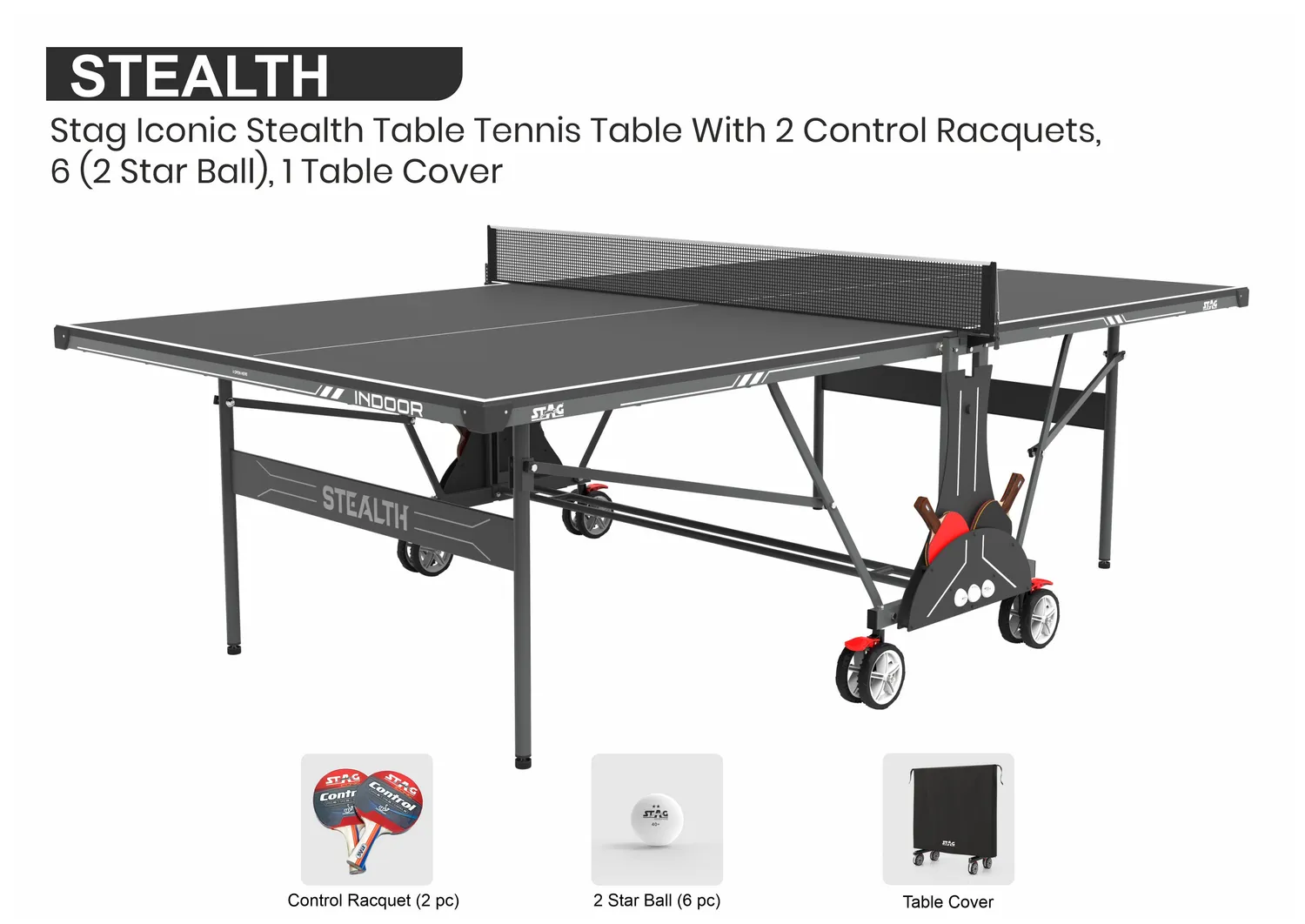 Stag Iconic Stealth Tischtennistisch klappbar schwarz