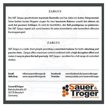 Sauer & Tröger Zargus Belag Kurze Noppe Störspiel