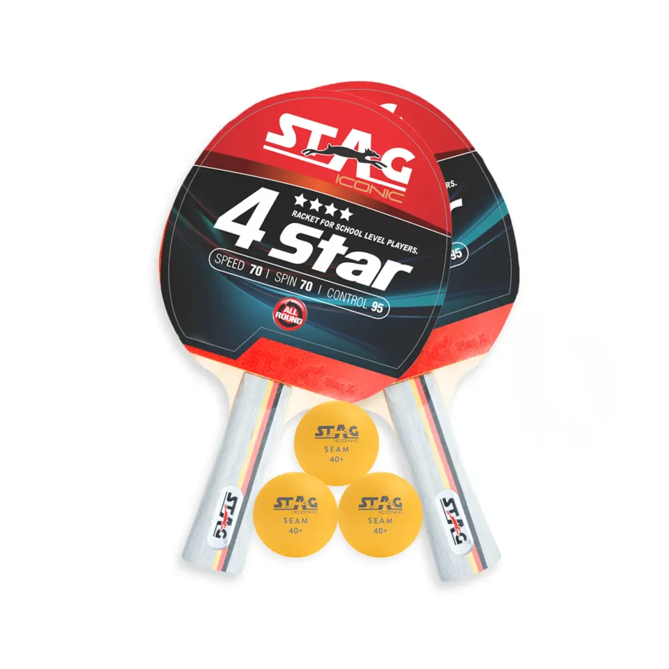 Stag Iconic 4 Star Tischtennis-Set 2 Schläger 3 Bälle