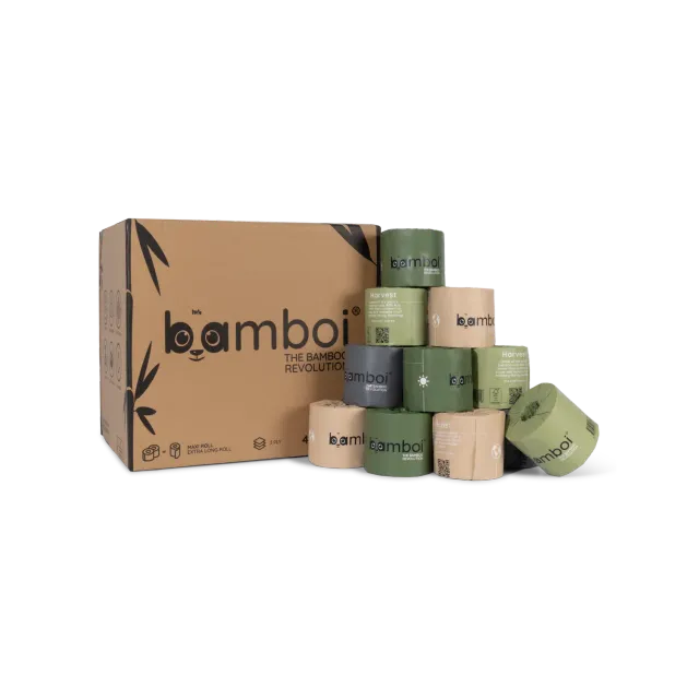 Bamboi 100% Bambus Toilettenpapier 48 MAXI-Rollen, 3-lagig
