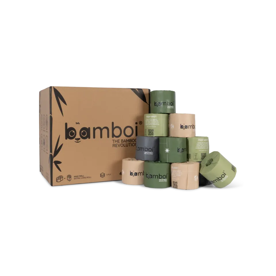 Bamboi 100% Bambus Toilettenpapier 48 MAXI-Rollen, 3-lagig