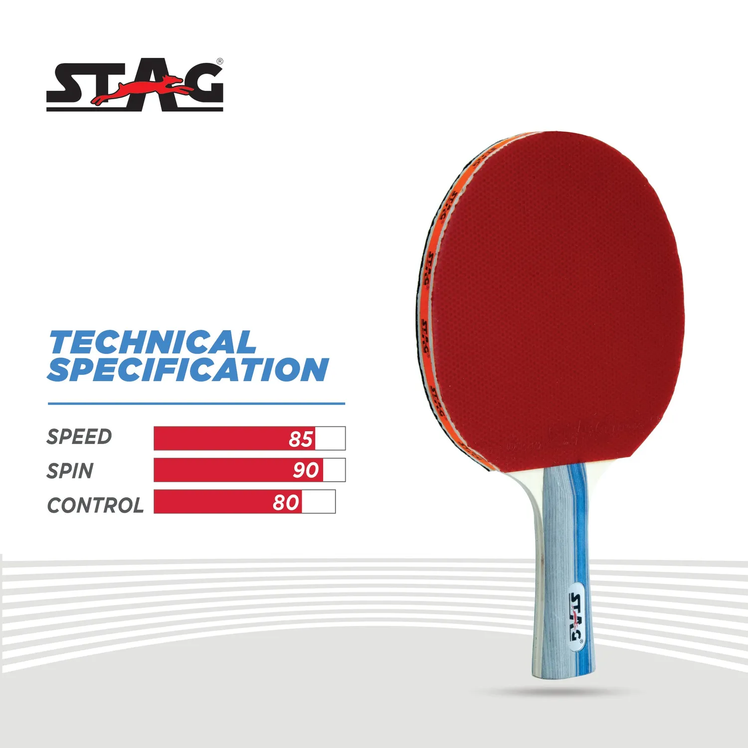 Stag Iconic All Round Tischtennisschläger Rot 2 mm