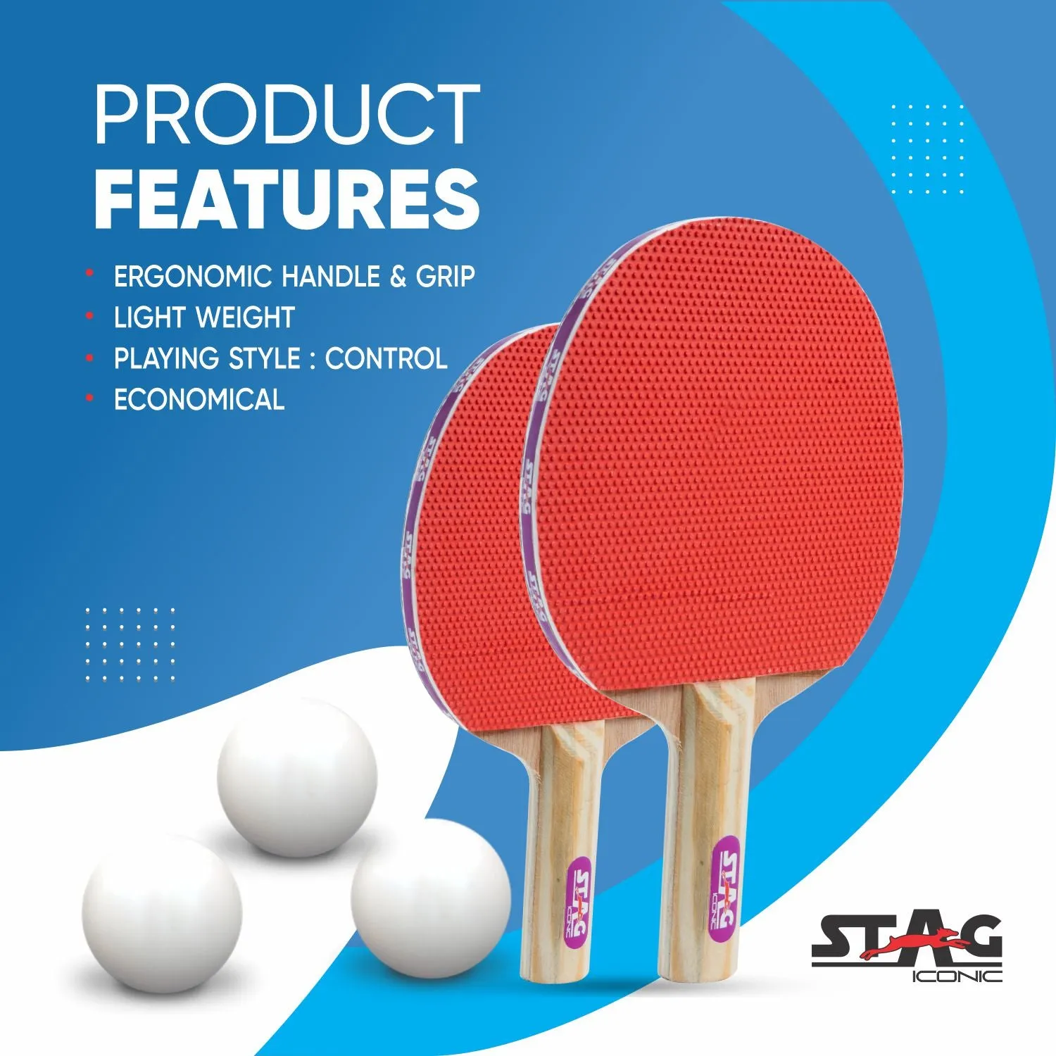 Stag Iconic Challenger Tischtennis-Set Schläger Bälle