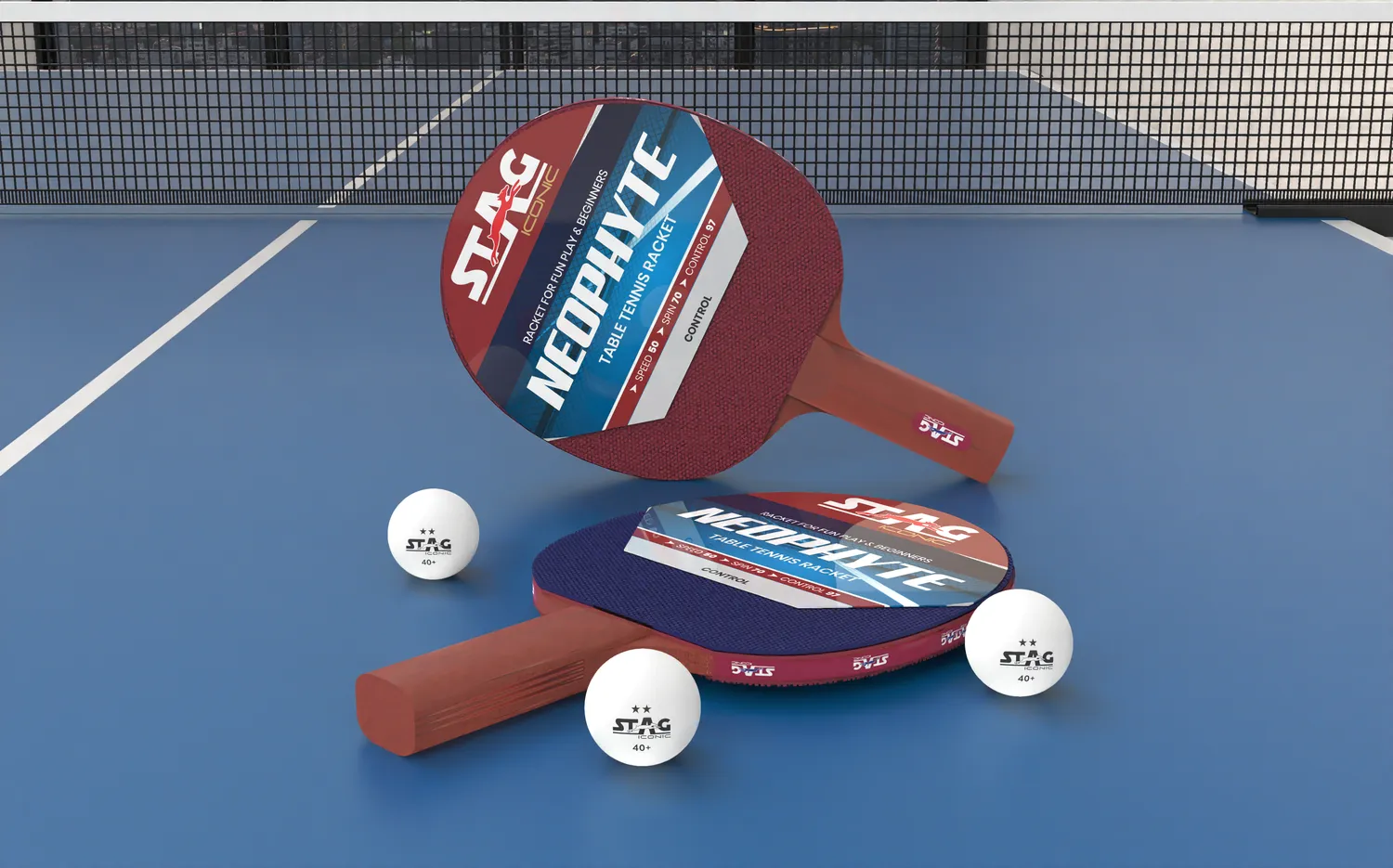 Stag Iconic Neophyte Table Tennis Playset with White Ball Tischtennis-Set