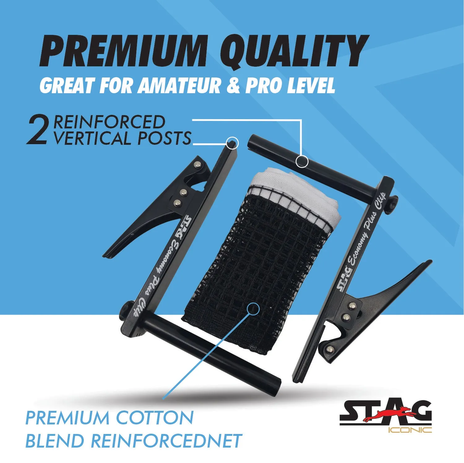 Stag Iconic Table Tennis Net & Post Set Tischtennisnetz