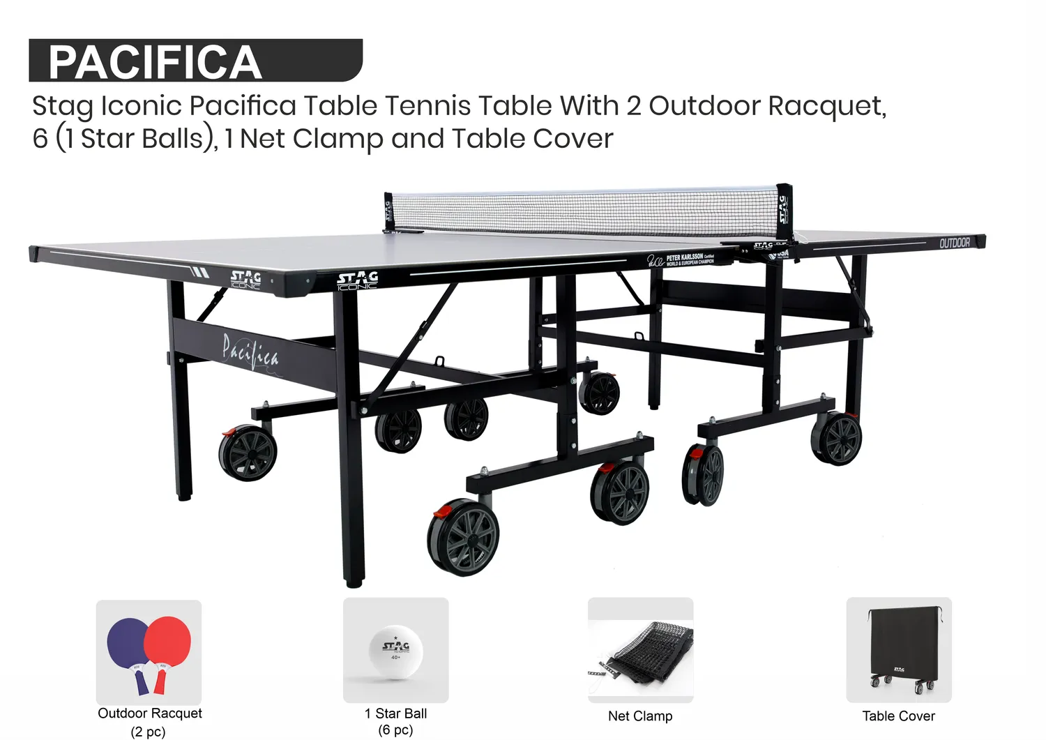 Stag Iconic Pacifica Tischtennistisch Schwarz Indoor-Outdoor