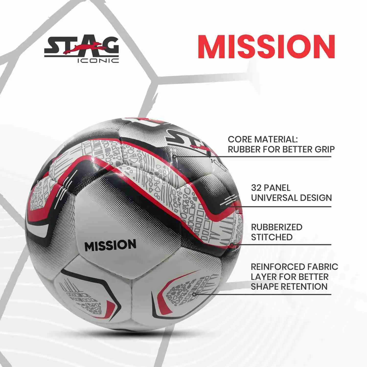 Stag Iconic Mission Fußball Größe 5 32 Panels