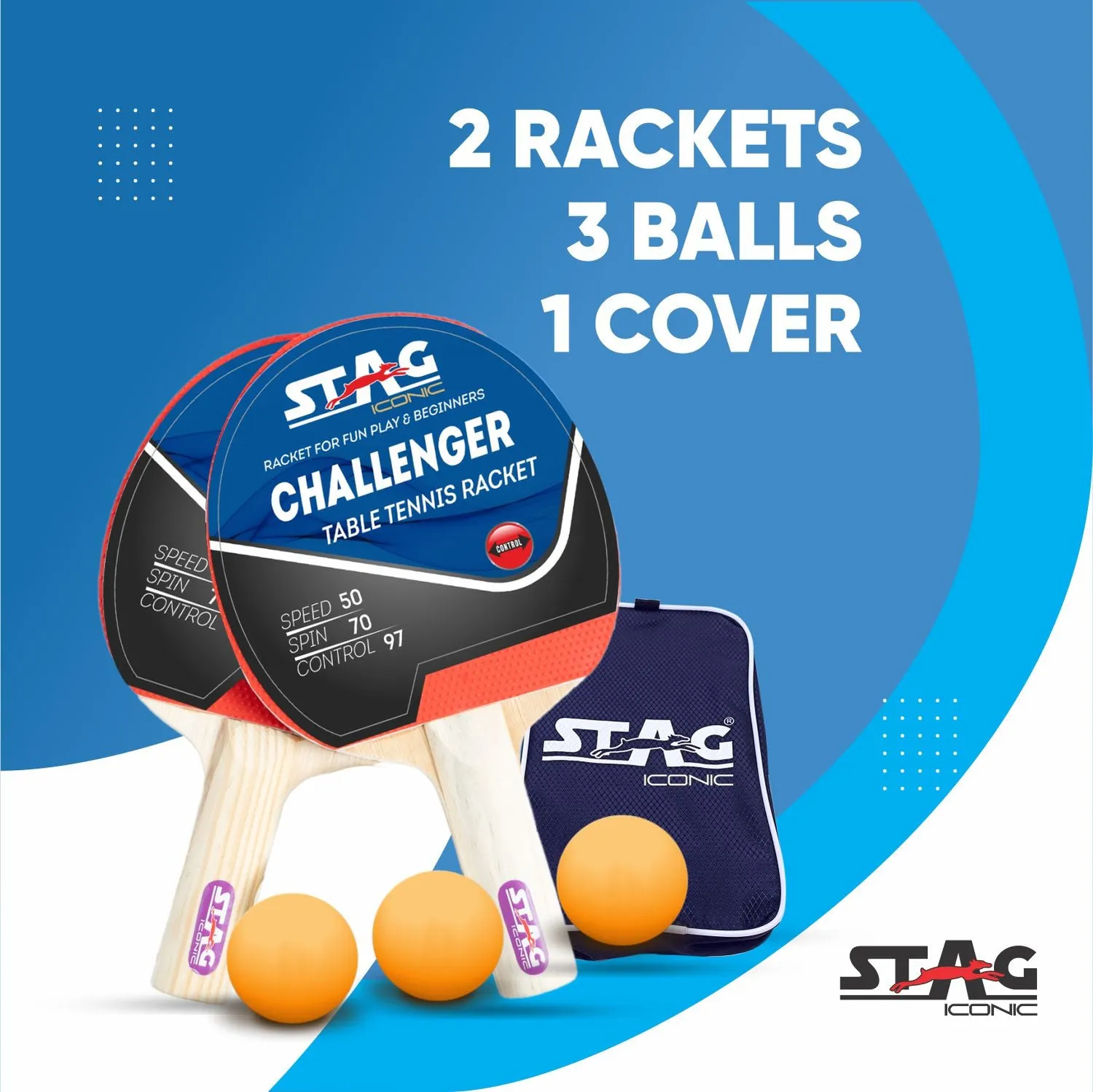 Stag Iconic Challenger Tischtennis-Set Schläger Bälle