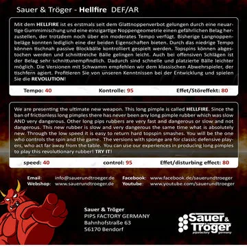 Sauer & Tröger Hellfire Belag lange Noppe Druck
