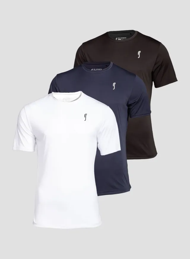 Robin Soderling Performance T-Shirt Herren 3er-Pack navy weiß