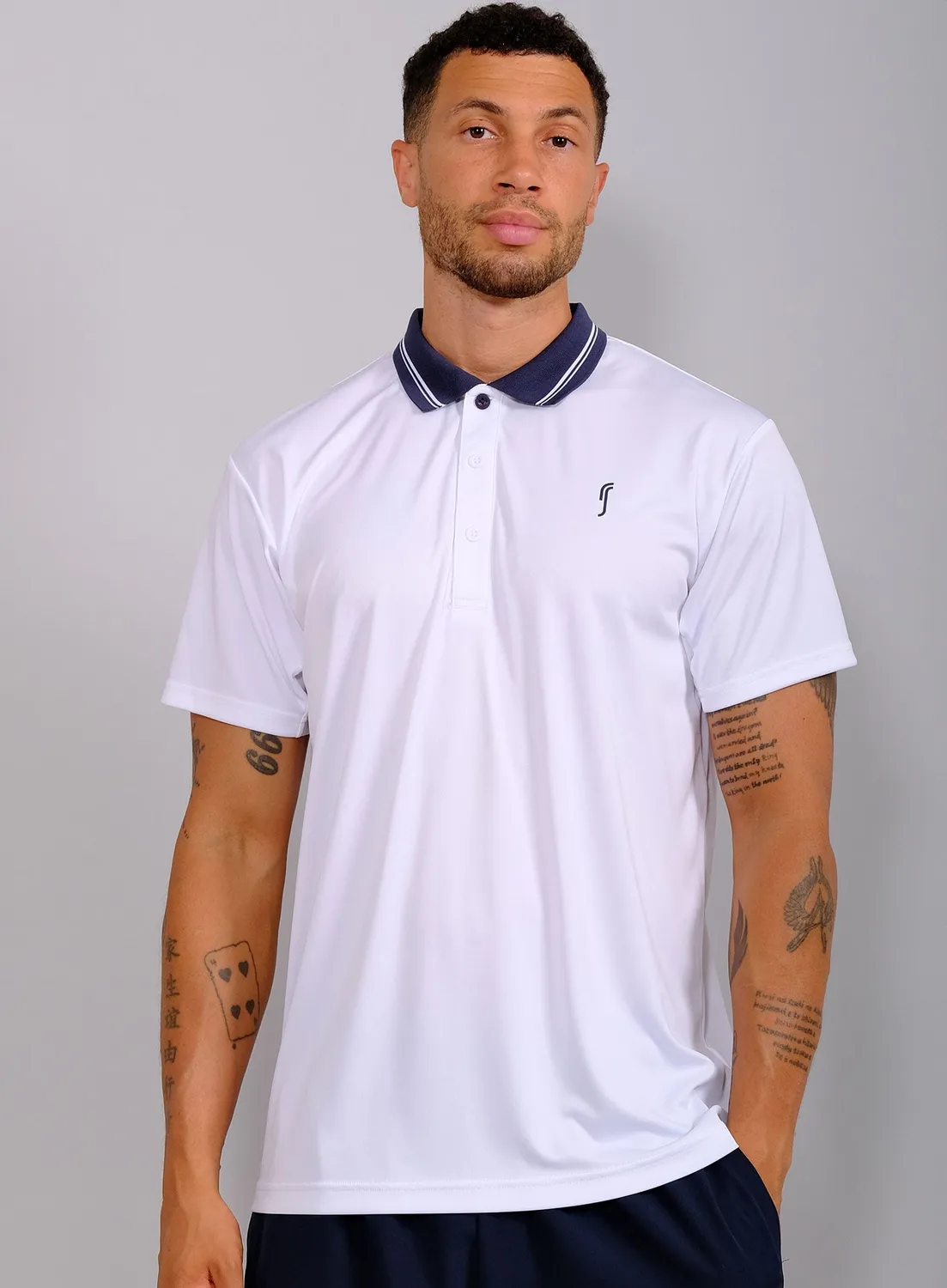 Robin Soderling Men's Performance Court Polo - Striped Collar Herren