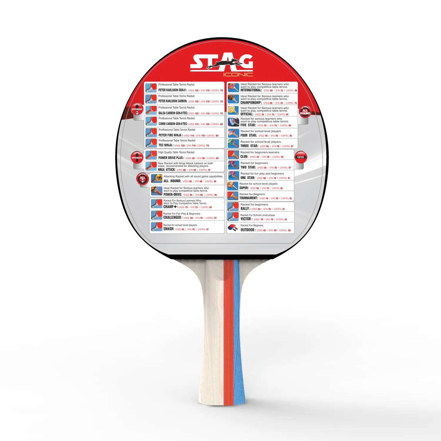 Stag Iconic Ninja Attack Tischtennisschläger für Angriffsspiel