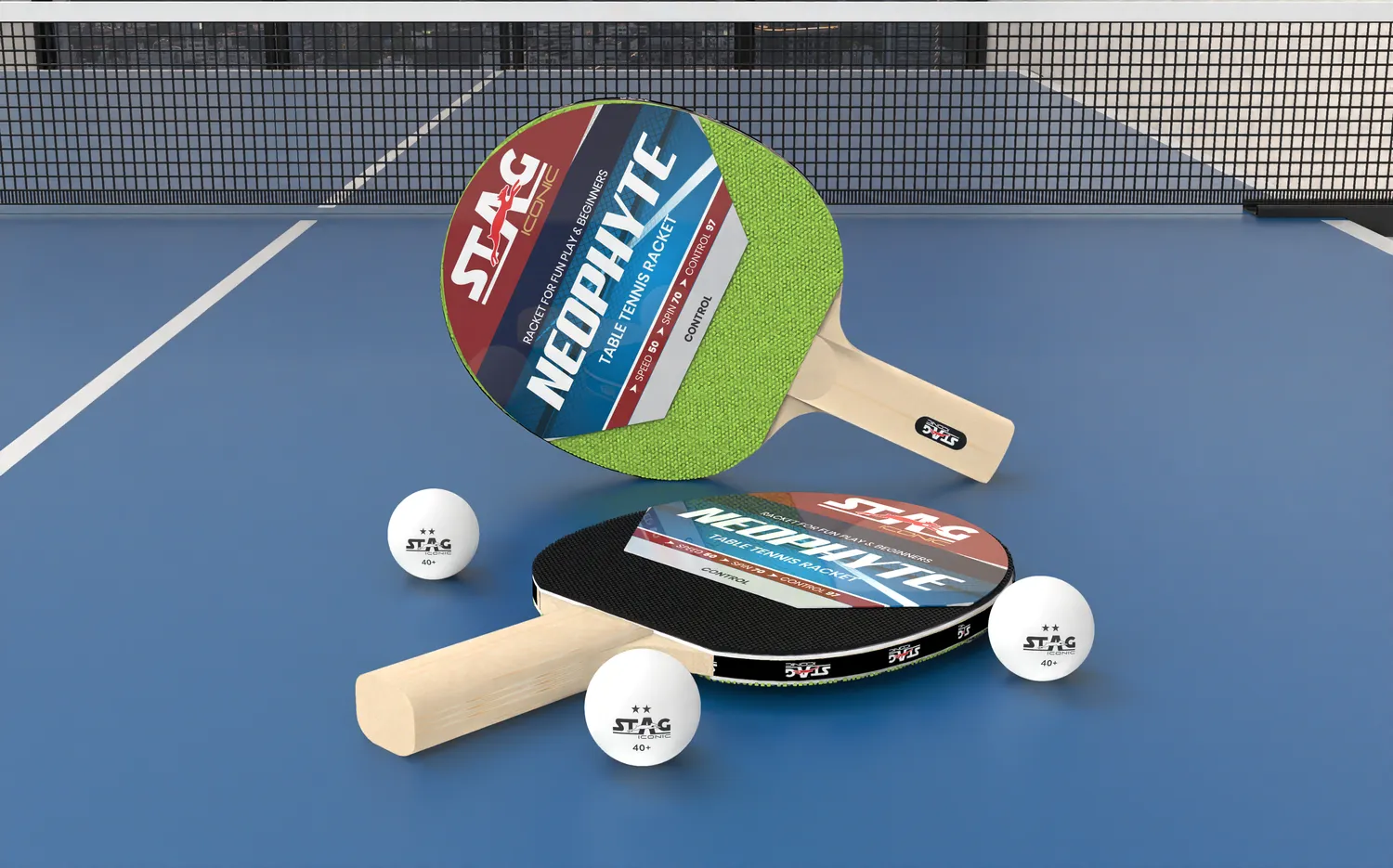 Stag Iconic Neophyte Table Tennis Playset with White Ball Tischtennis-Set
