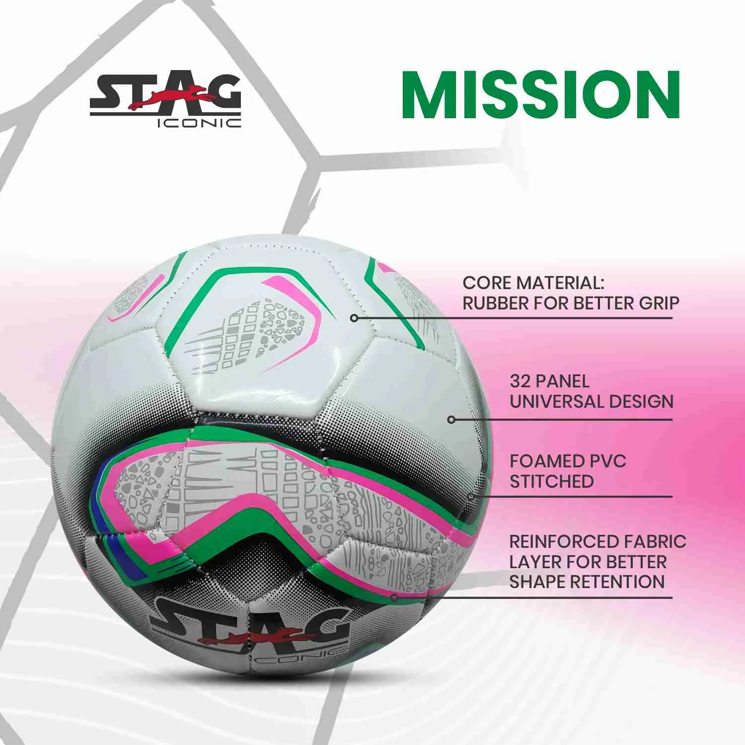 Stag Iconic Striker Fußball Größe 5, PVC