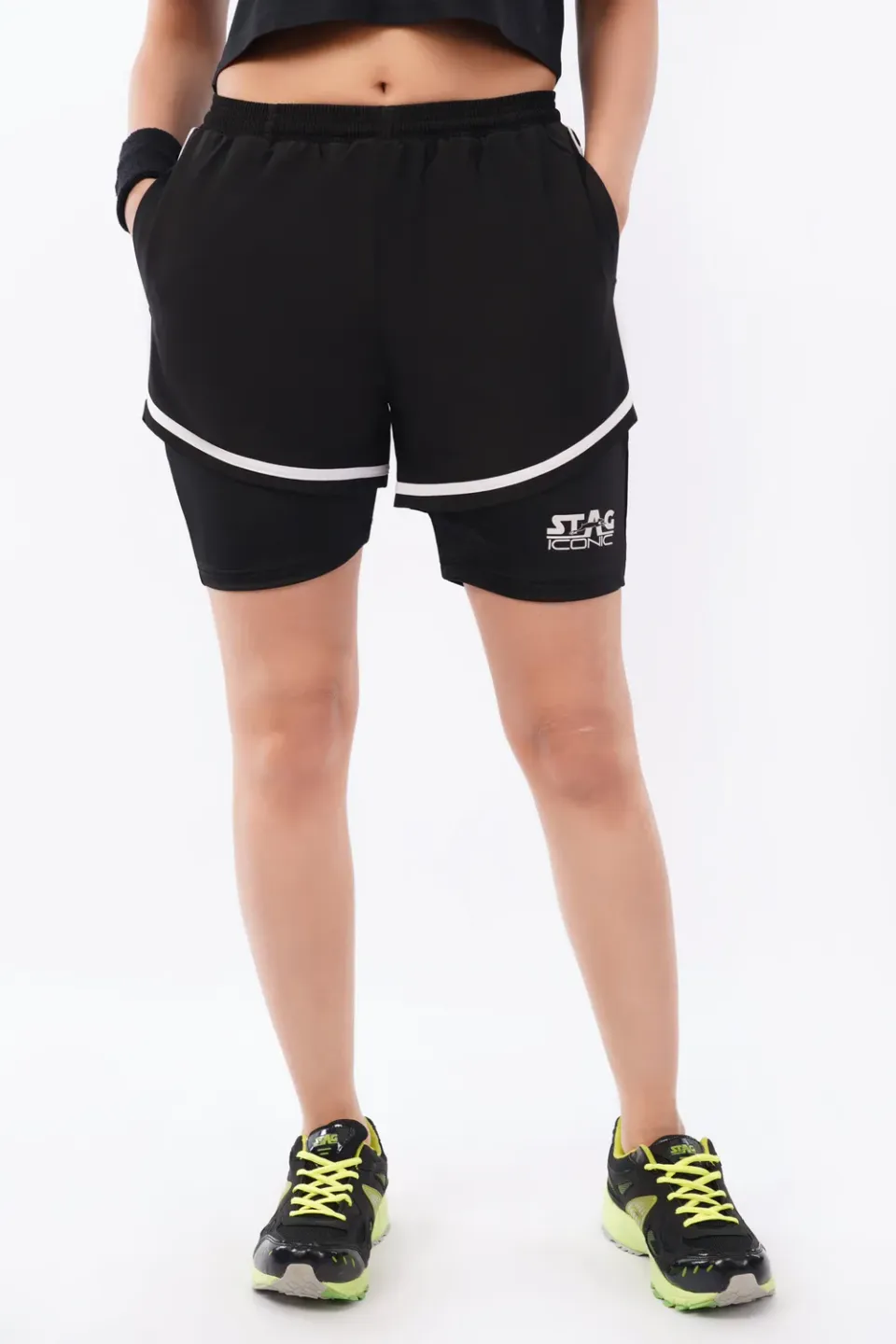Stag Iconic Damen Laufshorts zweilagig