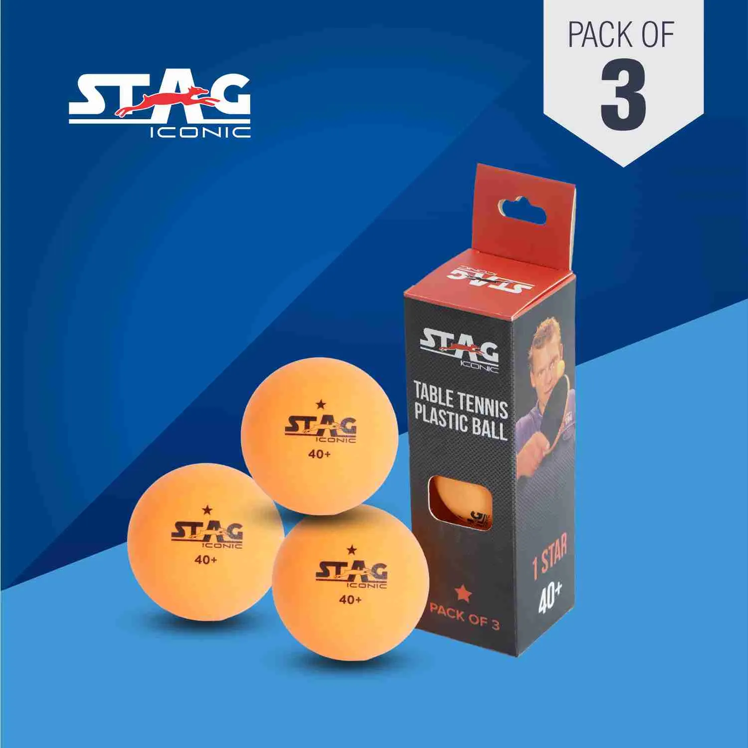 Stag Iconic 1 Star Tischtennisbälle 40mm