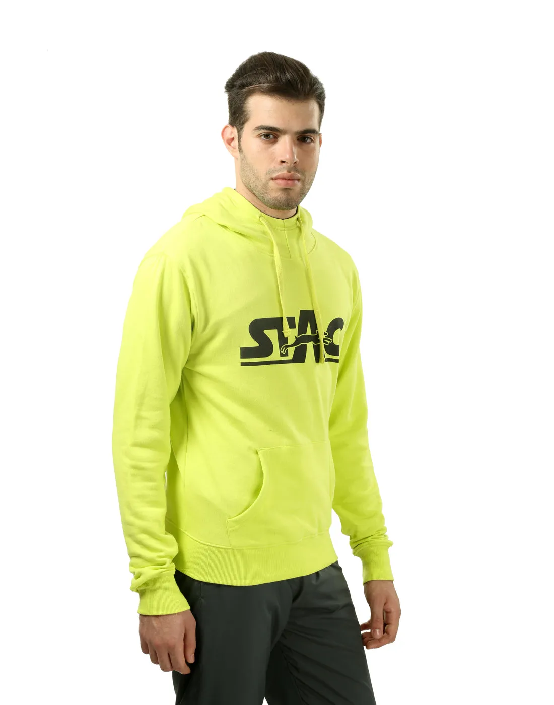 Stag Iconic SS-SH4 Hoodie Neongrün Kängurutasche