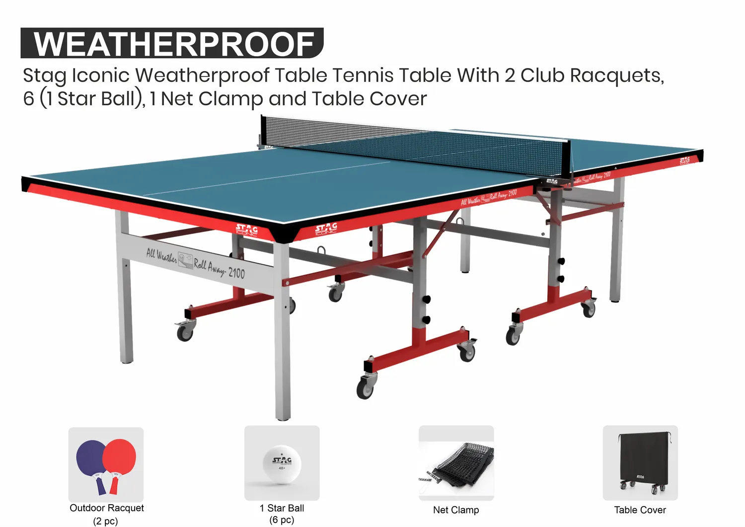 Stag Iconic Weatherproof Tischtennistisch Outdoor
