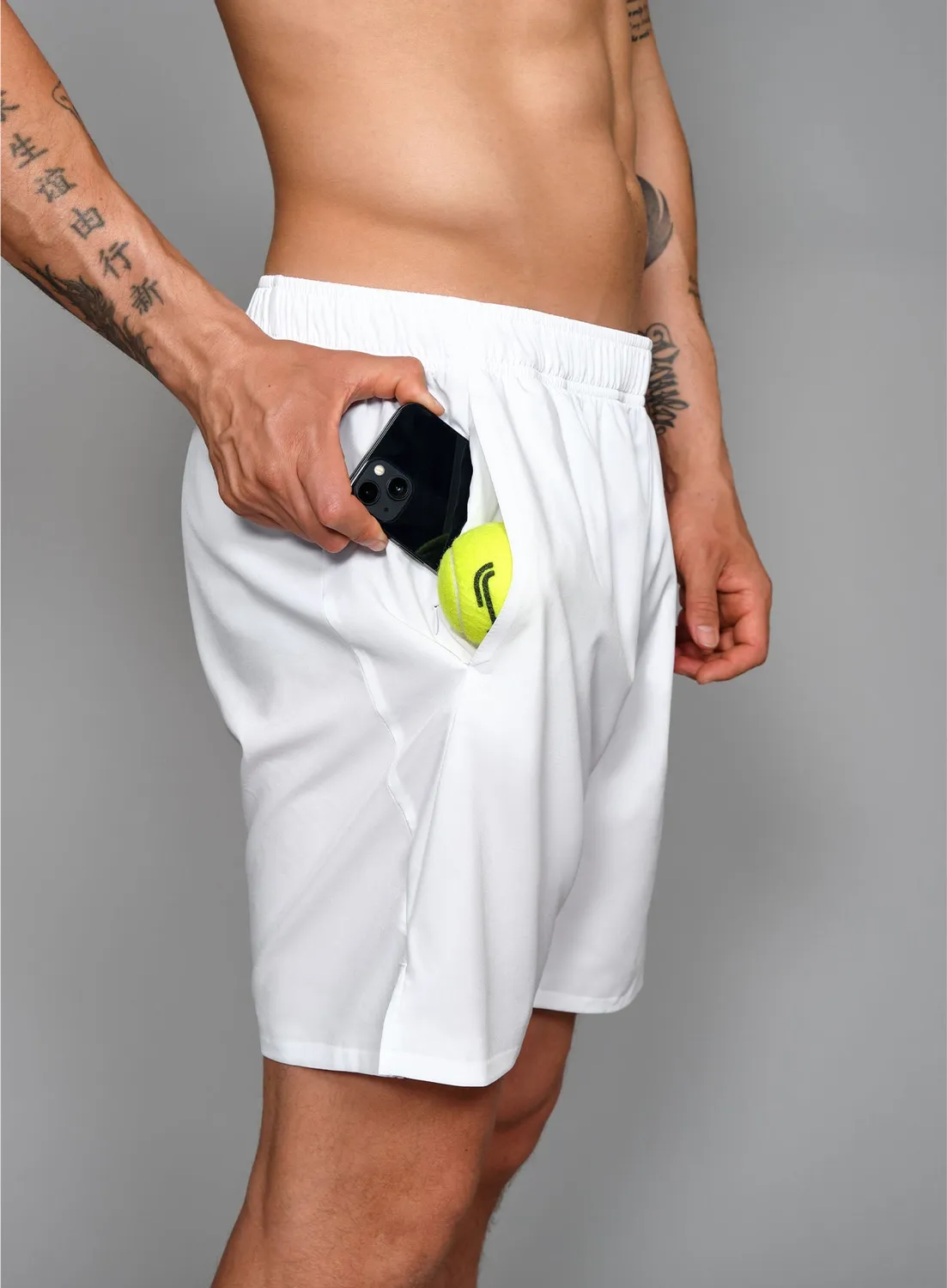 Robin Soderling Performance Shorts Tennisshorts 3er weiß Balltaschen
