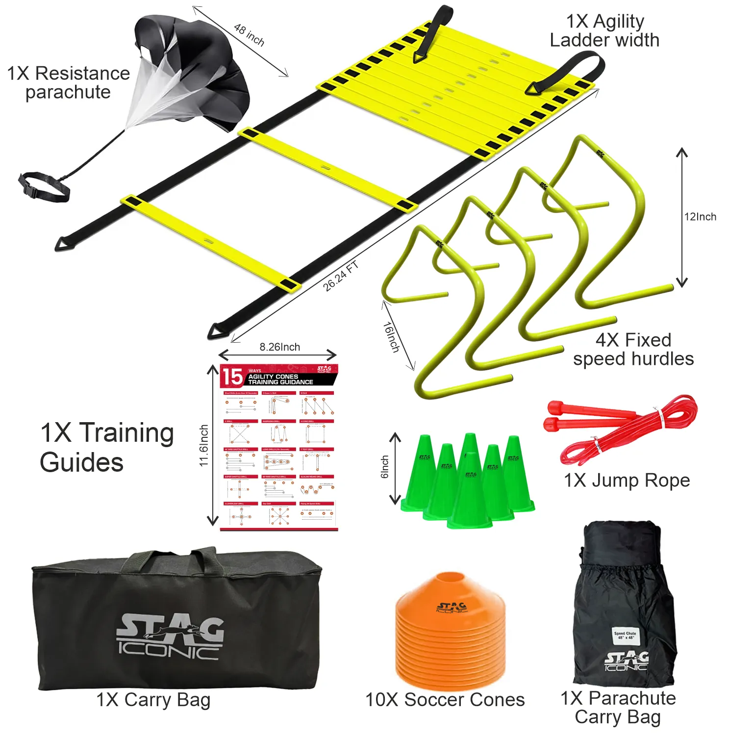 Stag Iconic Agility Speed Trainingsset mit Tasche
