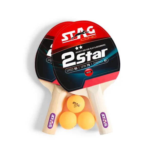 Stag Iconic 2 Star Tischtennis Set mit Schlägern und Bällen