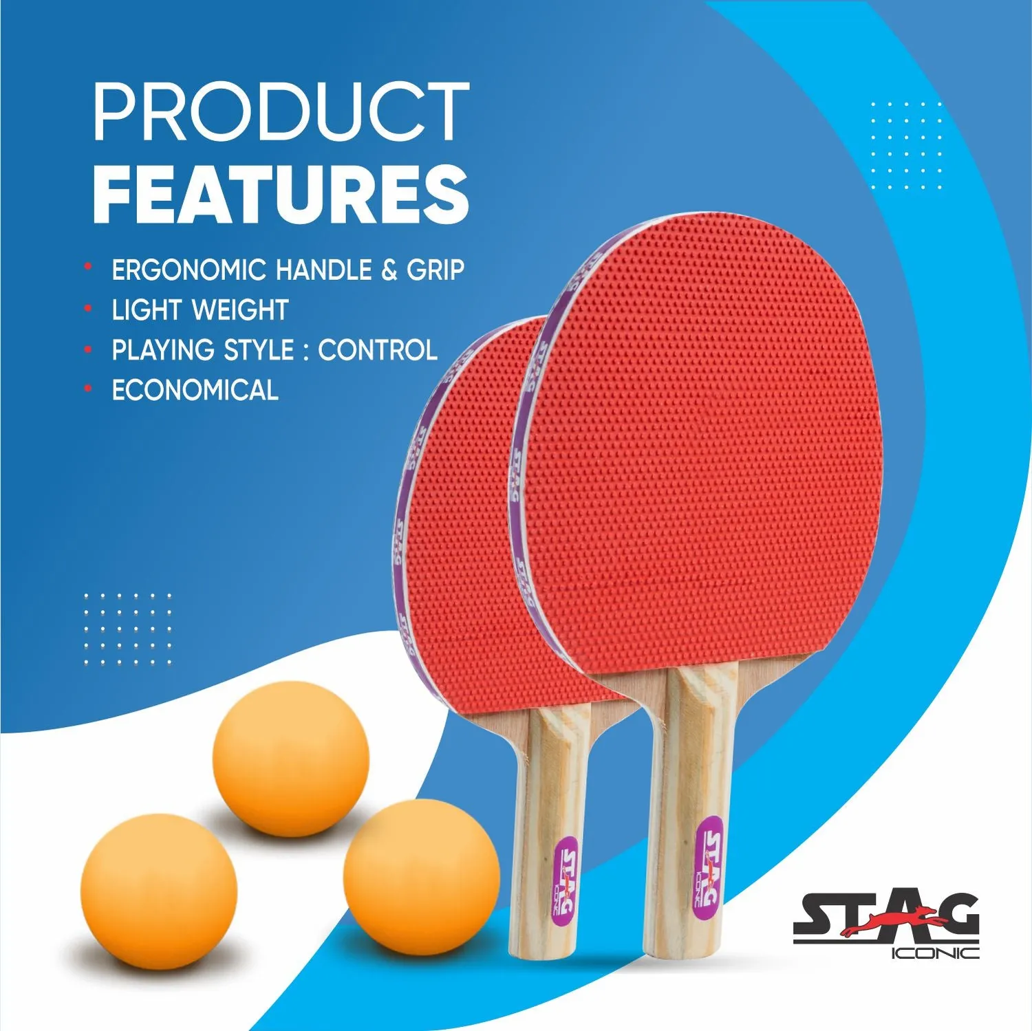 Stag Iconic Challenger Tischtennis-Set Schläger Bälle