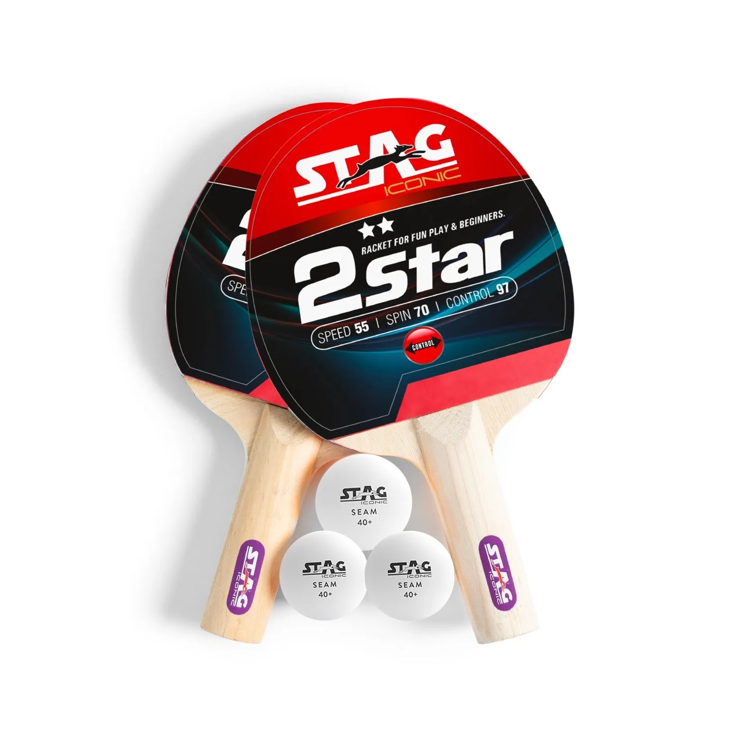 Stag Iconic 2 Star Tischtennis Set mit Schlägern und Bällen
