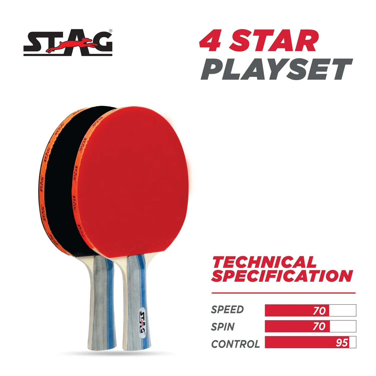 Stag Iconic 4 Star Tischtennis-Set 2 Schläger 3 Bälle