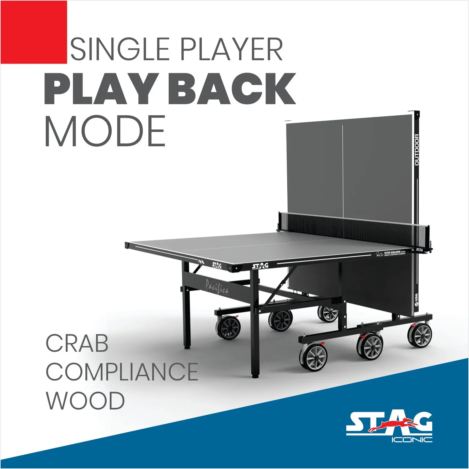 Stag Iconic Pacifica Tischtennistisch Schwarz Indoor-Outdoor