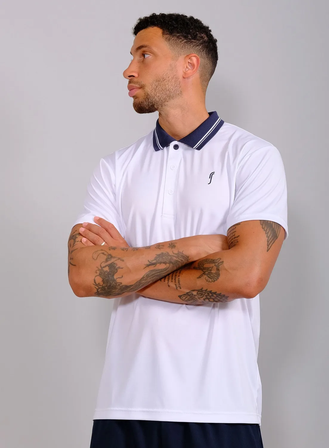 Robin Soderling Men's Performance Court Polo - Striped Collar Herren