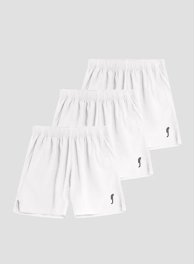 Robin Soderling Performance Shorts Tennisshorts 3er weiß Balltaschen