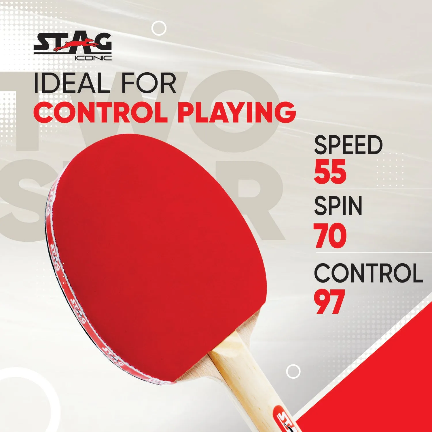 Stag Iconic 2 Star Tischtennisschläger Kontrolle