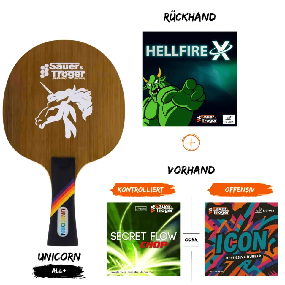 Sauer & Tröger Hellfire X Komplettschläger Lange Noppe tischnah