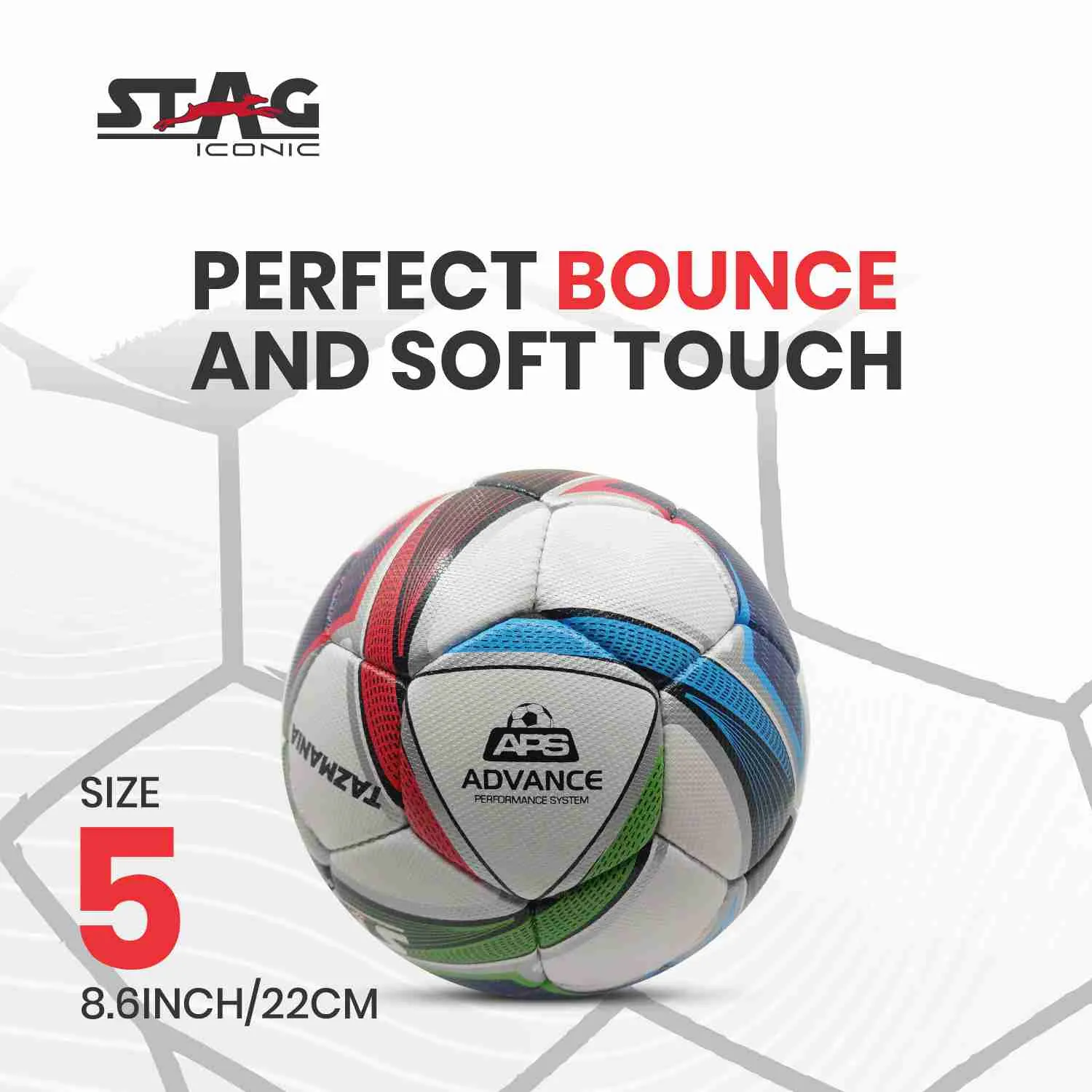 Stag Iconic Tazmania Fußball Größe 5 PU thermoverklebt