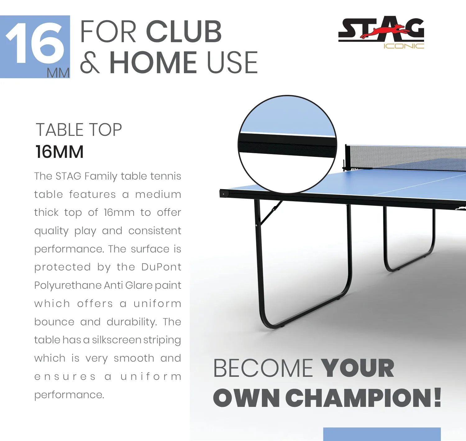 Stag Iconic Family Series Tischtennisplatte 15mm klappbar
