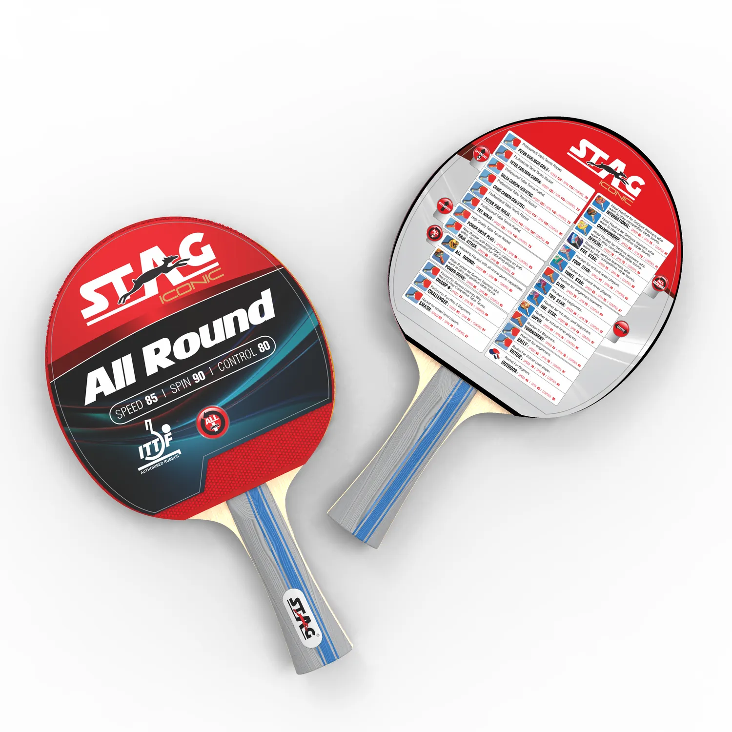 Stag Iconic All Round Tischtennisschläger Rot 2 mm