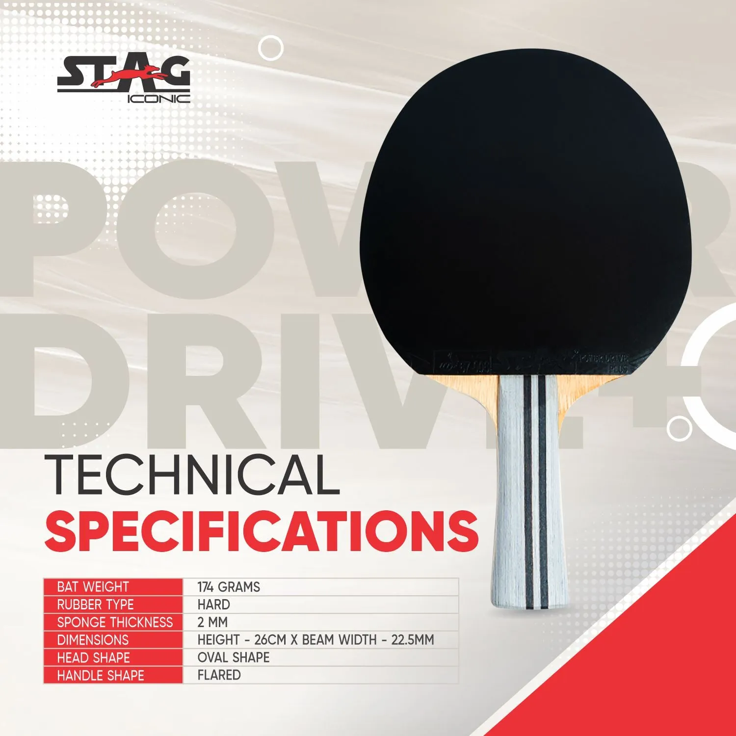 Stag Iconic Powerdrive+ Tischtennisschläger Holzkiste ITTF