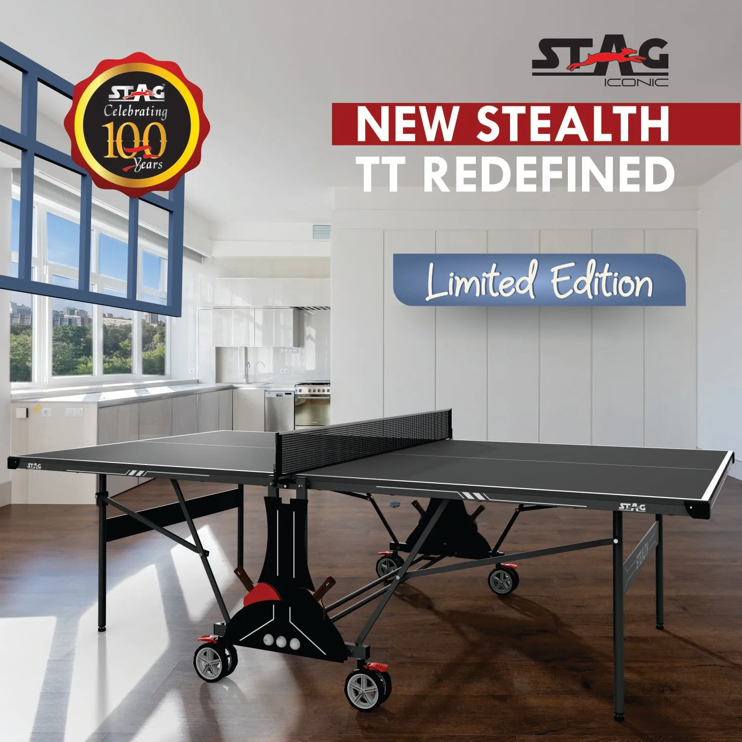 Stag Iconic Stealth Tischtennistisch klappbar schwarz