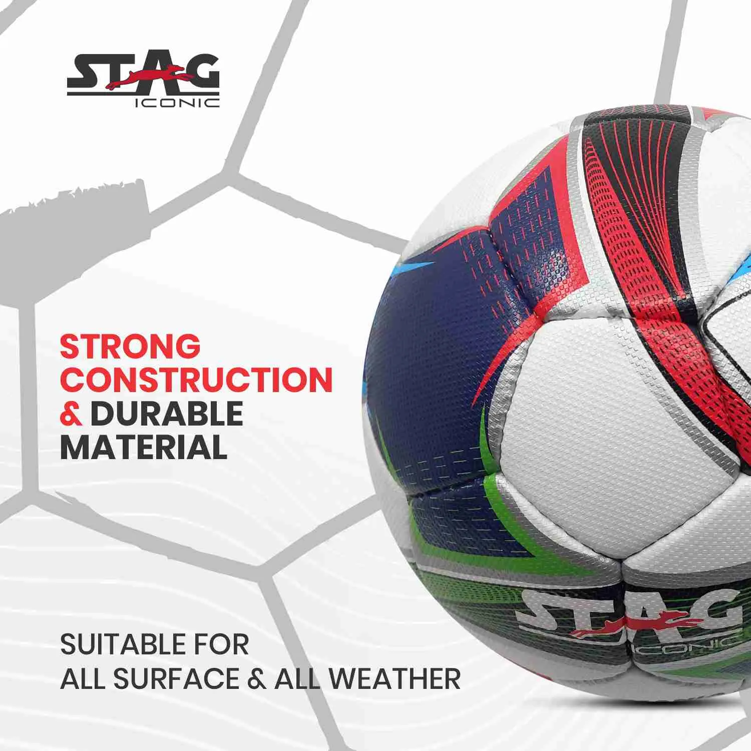 Stag Iconic Tazmania Fußball Größe 5 PU thermoverklebt
