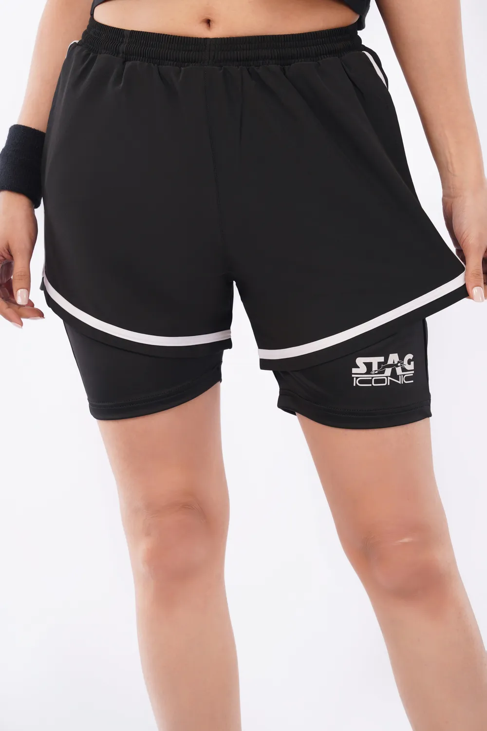 Stag Iconic Damen Laufshorts zweilagig