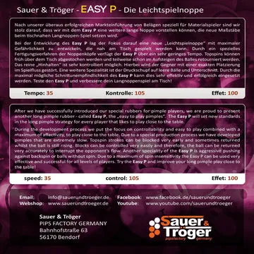 Sauer & Tröger Easy P lange Noppe Tischtennisbelag weich