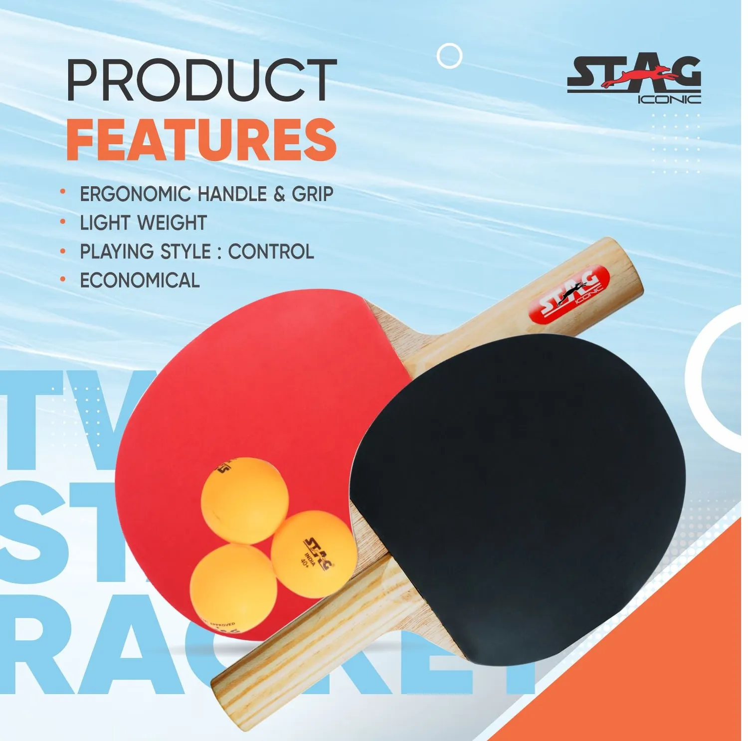 Stag Iconic 2 Star Tischtennis Set mit Schlägern und Bällen