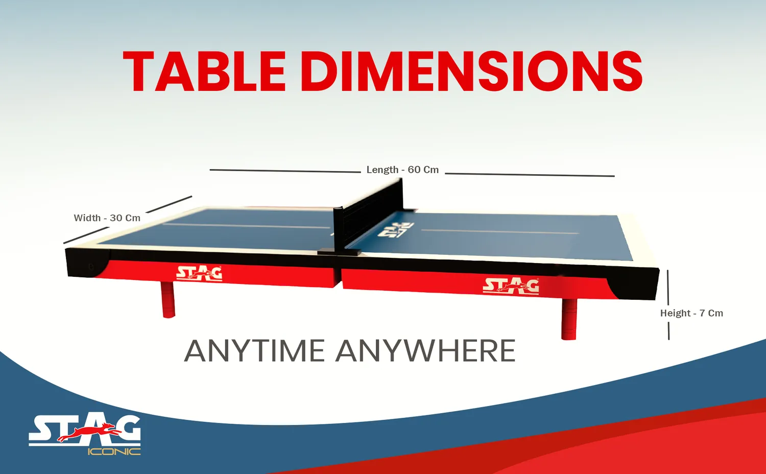 Stag Iconic Super Mini Tischtennistisch Set Blau Kompakt Kinder