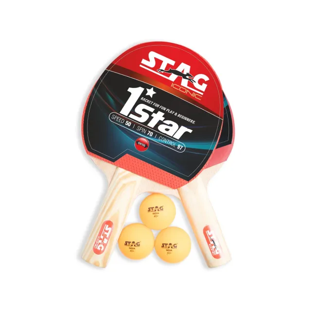 Stag Iconic 1 Star Tischtennis-Set 2 Schläger 3 Bälle mit Hülle