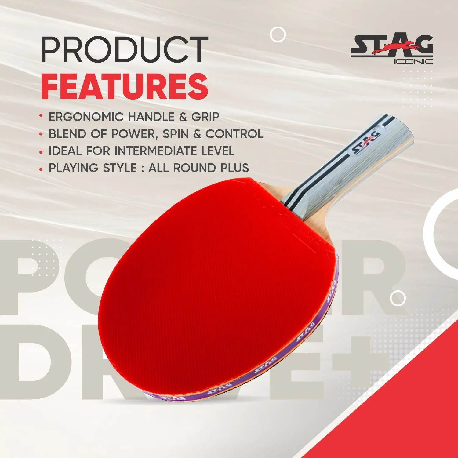 Stag Iconic PowerDrive+ Tischtennisschläger offensiv